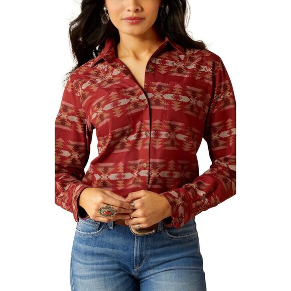 Ariat Women's Long Sleeve Billie Jean Relaxed Fit Button Shirt Sadie Southwest P - Picture 1 of 3
